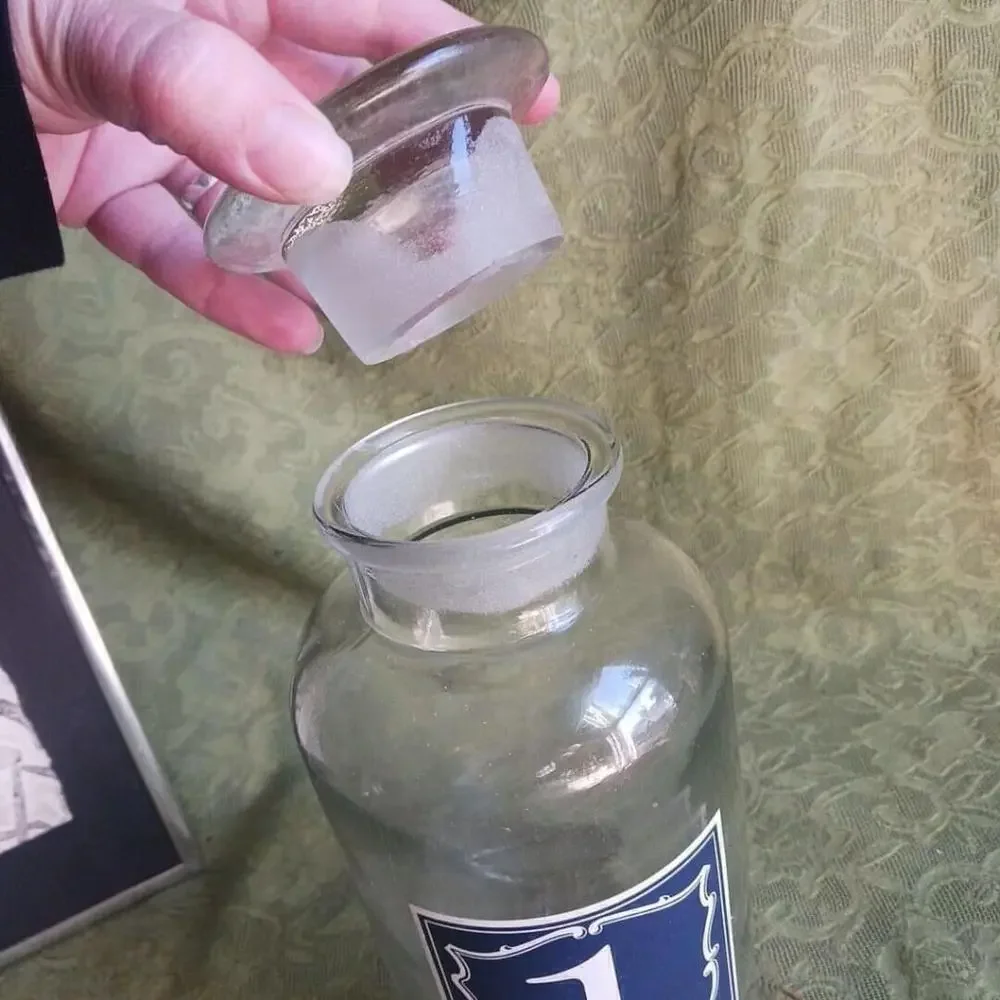 Apothecary Jar Bottle Large Stopper 10 Inch Vintage Glass